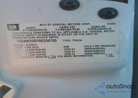 2006 Chevrolet Silverado K2500 Heavy Duty from USA, damaged, VIN 1GCHK29D76E236705